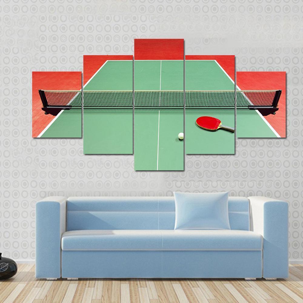 Red Table Tennis Racket Canvas Wall Art-5 Star-Gallery Wrap-62" x 32"-Tiaracle