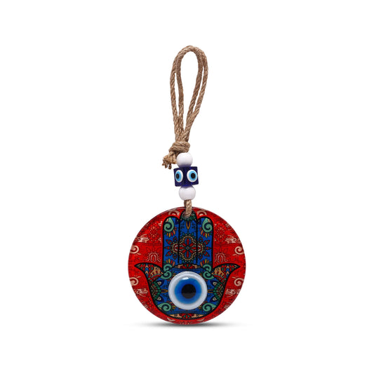 Blaues und rotes Glas Hamsa Hand Wandbehang für Zuhause