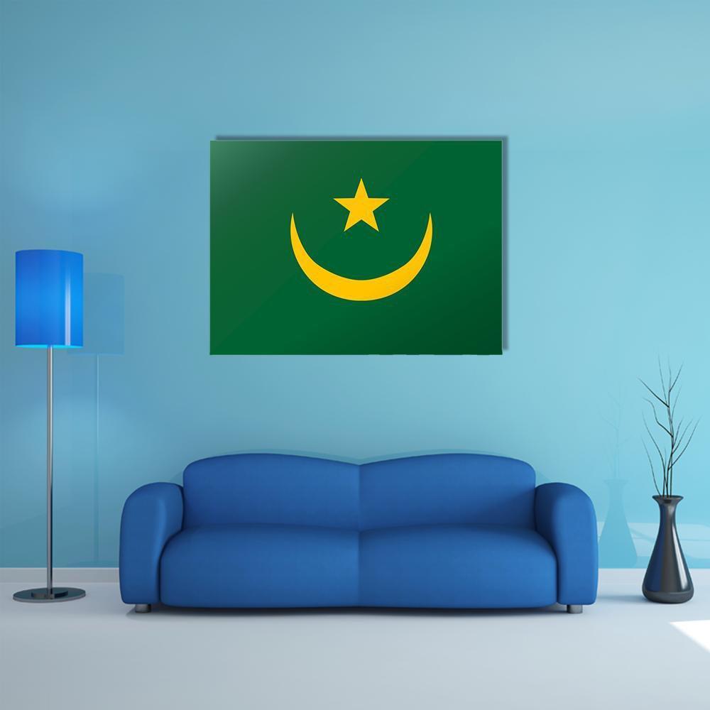 Reflection Flag Of Mauritania Canvas Wall Art-1 Piece-Gallery Wrap-48" x 32"-Tiaracle