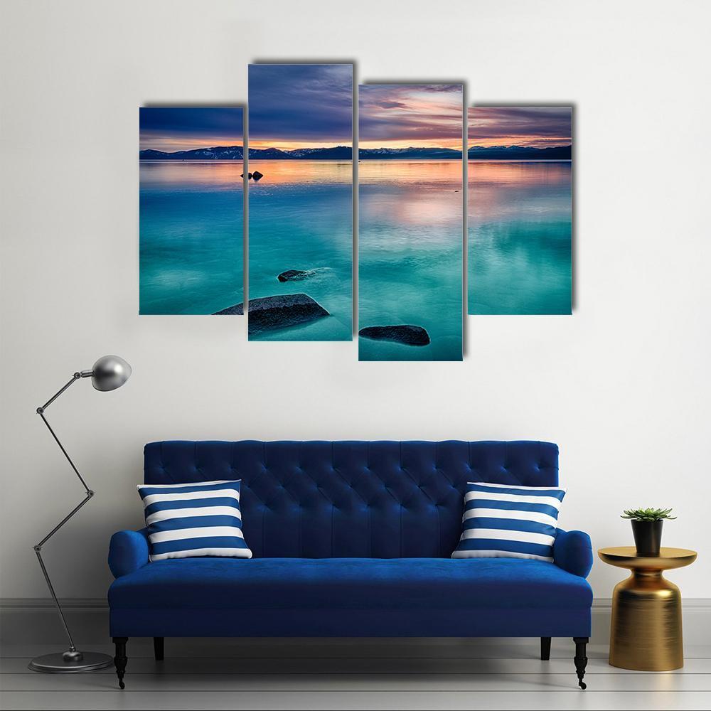 Reflection Of Clouds In A Lake Canvas Wall Art-4 Pop-Gallery Wrap-50" x 32"-Tiaracle