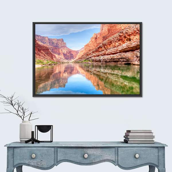 Reflection Of Grand Canyon In Colorado River Canvas Wall Art-1 Piece-Floating Frame-24" x 16"-Tiaracle