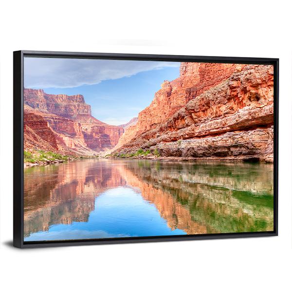 Reflection Of Grand Canyon In Colorado River Canvas Wall Art-3 Horizontal-Gallery Wrap-25" x 16"-Tiaracle