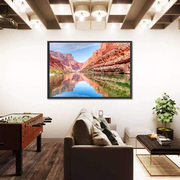 Reflection Of Grand Canyon In Colorado River Canvas Wall Art-3 Horizontal-Gallery Wrap-25" x 16"-Tiaracle