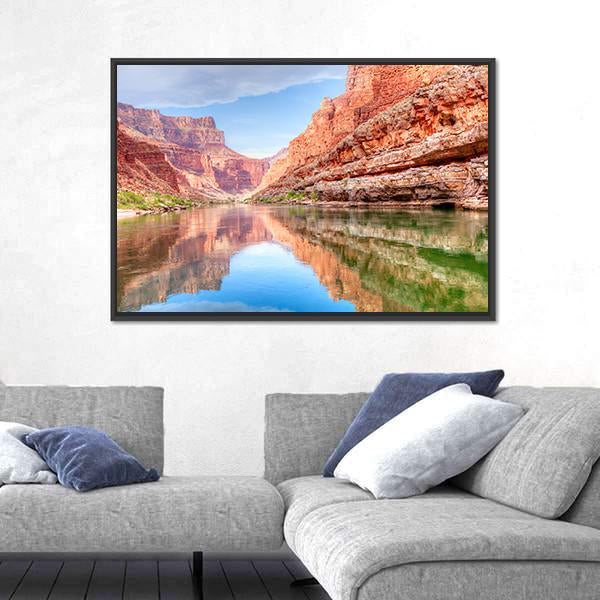 Reflection Of Grand Canyon In Colorado River Canvas Wall Art-3 Horizontal-Gallery Wrap-25" x 16"-Tiaracle