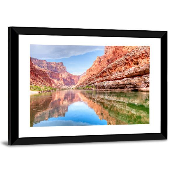 Reflection Of Grand Canyon In Colorado River Canvas Wall Art-3 Horizontal-Gallery Wrap-25" x 16"-Tiaracle