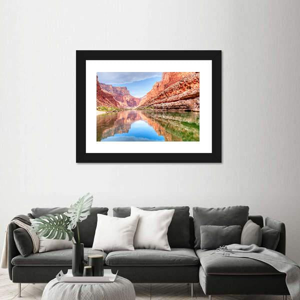 Reflection Of Grand Canyon In Colorado River Canvas Wall Art-3 Horizontal-Gallery Wrap-25" x 16"-Tiaracle
