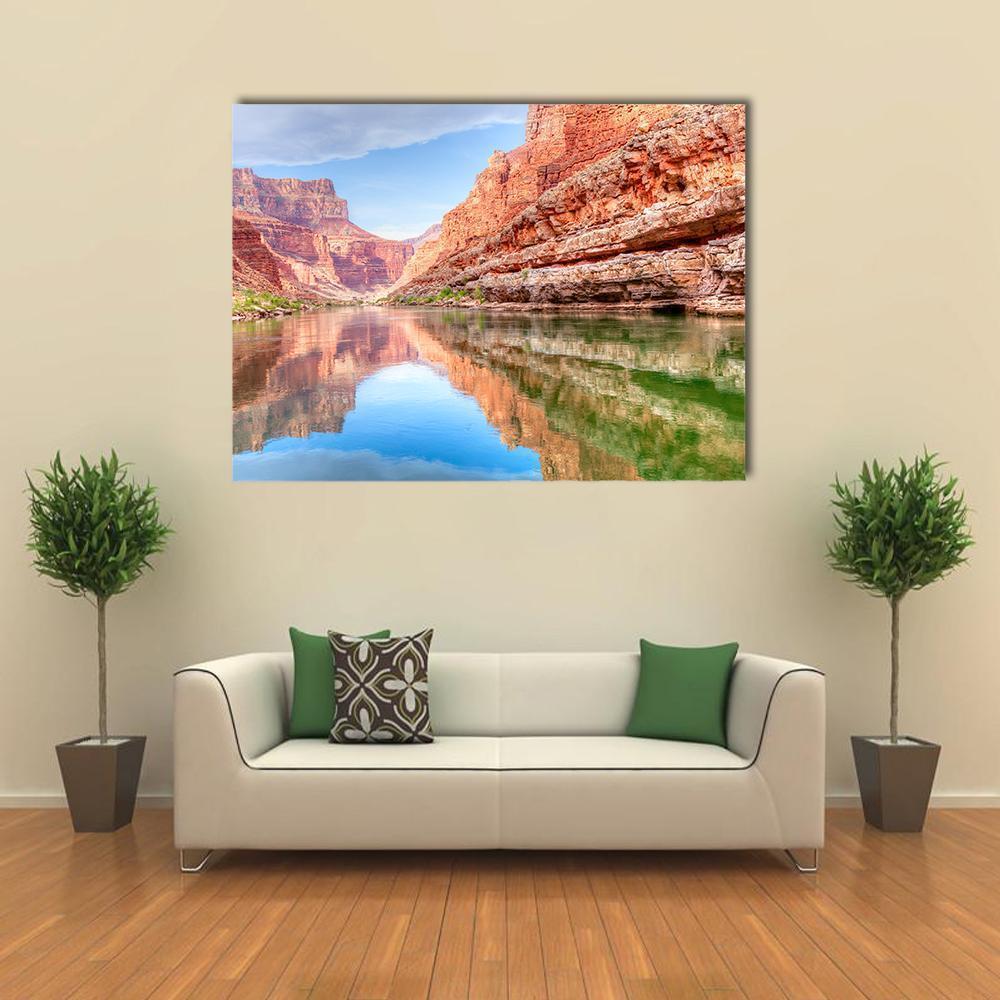 Reflection Of Grand Canyon In Colorado River Canvas Wall Art-1 Piece-Gallery Wrap-48" x 32"-Tiaracle