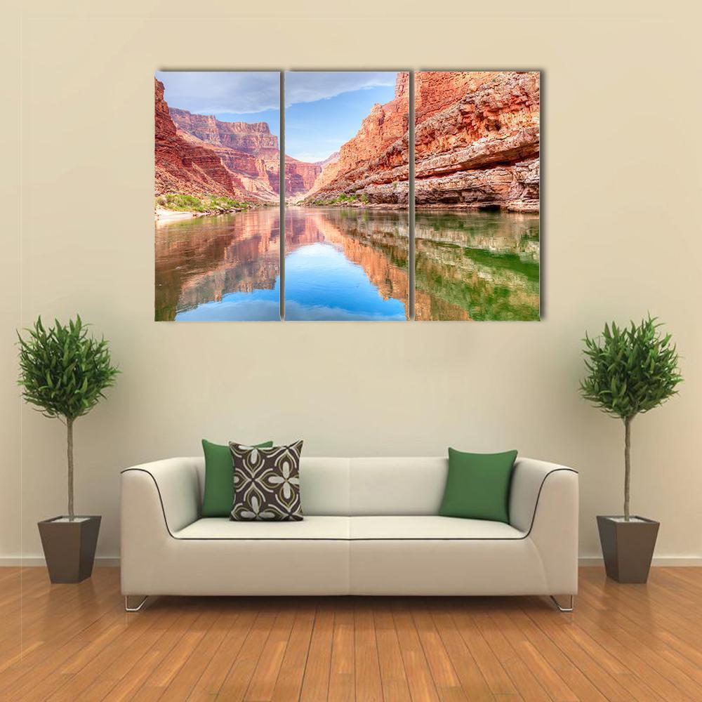 Reflection Of Grand Canyon In Colorado River Canvas Wall Art-3 Horizontal-Gallery Wrap-37" x 24"-Tiaracle