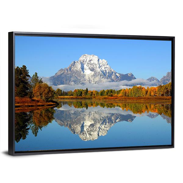 Reflection Of Mountain Range In Lake Canvas Wall Art-3 Horizontal-Gallery Wrap-25" x 16"-Tiaracle