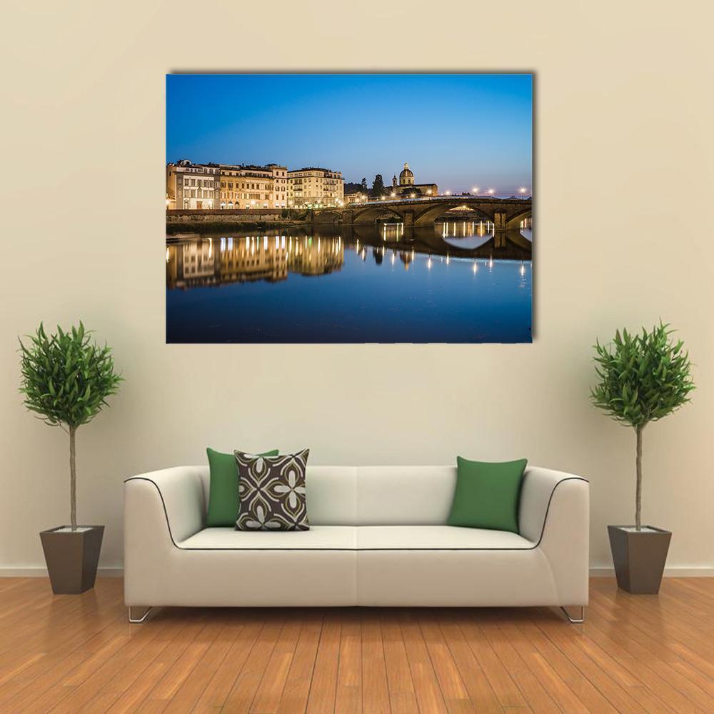Reflections In The Arno River Canvas Wall Art-1 Piece-Gallery Wrap-48" x 32"-Tiaracle