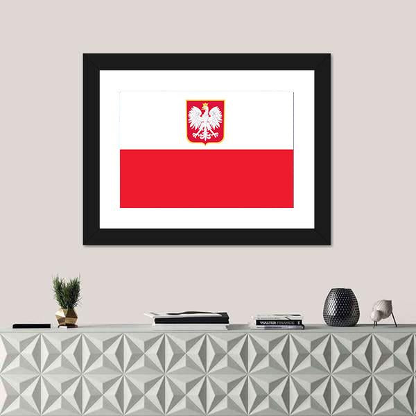 Republic Of Poland Flag Canvas Wall Art-1 Piece-Framed Print-20" x 16"-Tiaracle
