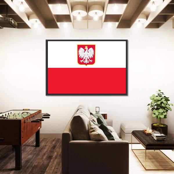 Republic Of Poland Flag Canvas Wall Art-3 Horizontal-Gallery Wrap-25" x 16"-Tiaracle