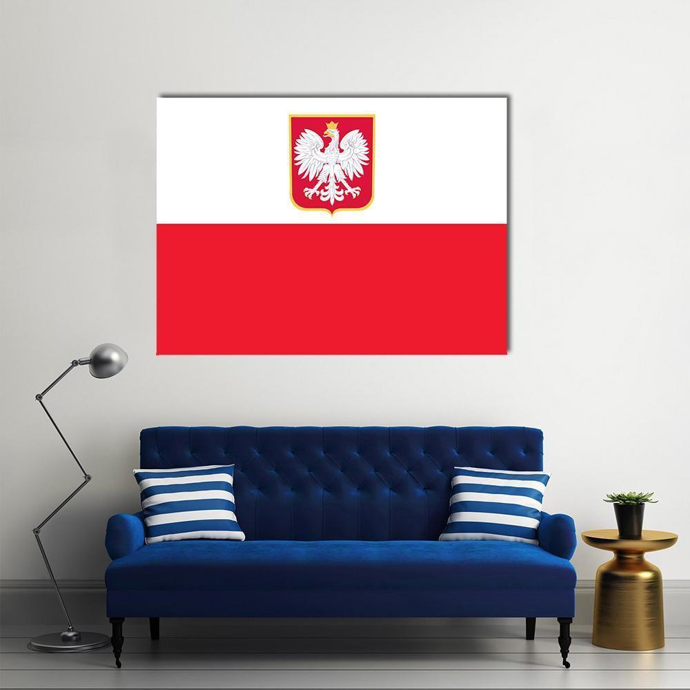 Republic Of Poland Flag Canvas Wall Art-1 Piece-Gallery Wrap-48" x 32"-Tiaracle