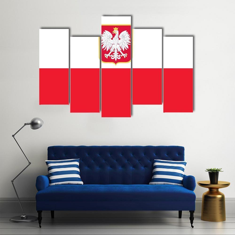 Republic Of Poland Flag Canvas Wall Art-5 Pop-Gallery Wrap-47" x 32"-Tiaracle