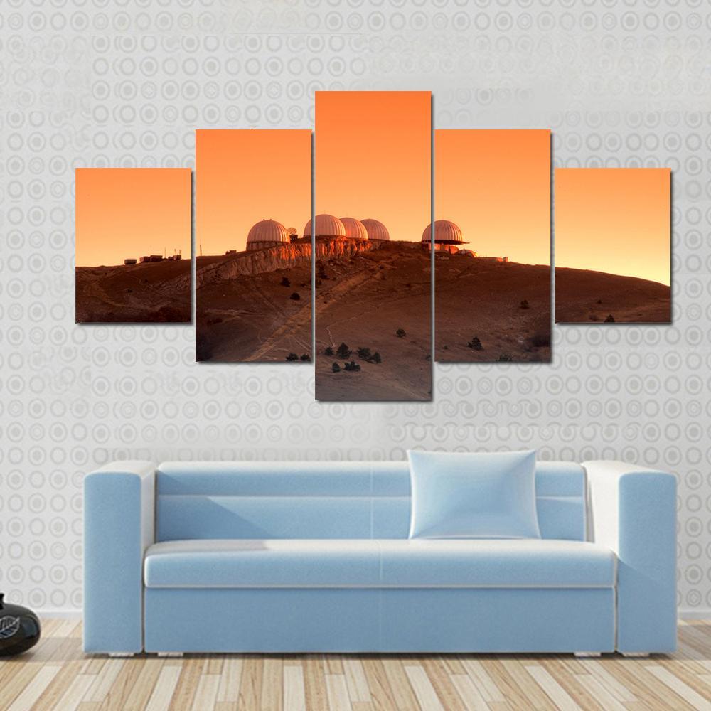 Research Center On Mars Canvas Wall Art-5 Star-Gallery Wrap-62" x 32"-Tiaracle