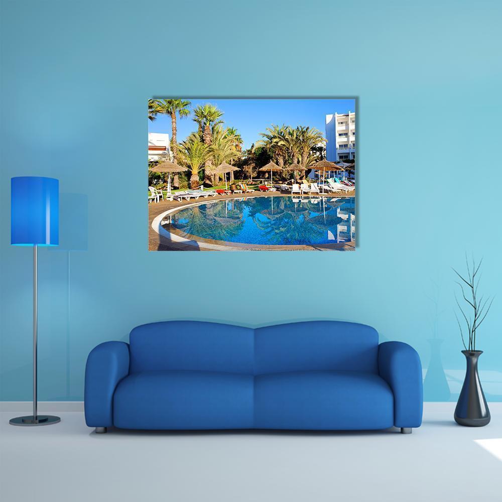 Resort Swimming Pool Canvas Wall Art-1 Piece-Gallery Wrap-48" x 32"-Tiaracle