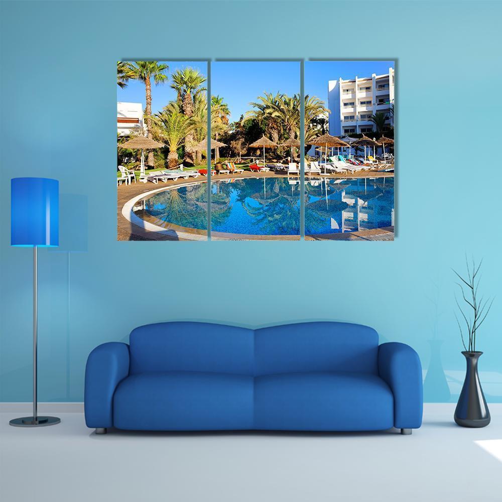 Resort Swimming Pool Canvas Wall Art-3 Horizontal-Gallery Wrap-37" x 24"-Tiaracle