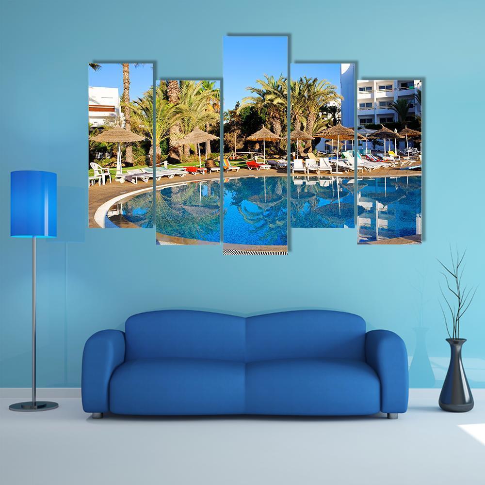 Resort Swimming Pool Canvas Wall Art-5 Pop-Gallery Wrap-47" x 32"-Tiaracle