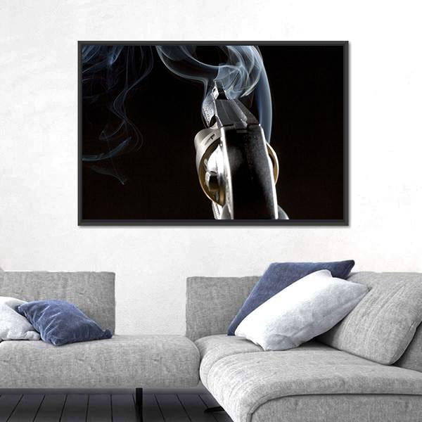 Revolver In Night Canvas Wall Art-3 Horizontal-Gallery Wrap-25" x 16"-Tiaracle