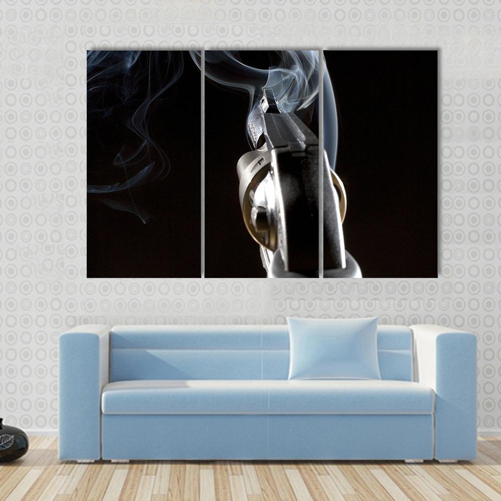 Revolver In Night Canvas Wall Art-3 Horizontal-Gallery Wrap-37" x 24"-Tiaracle