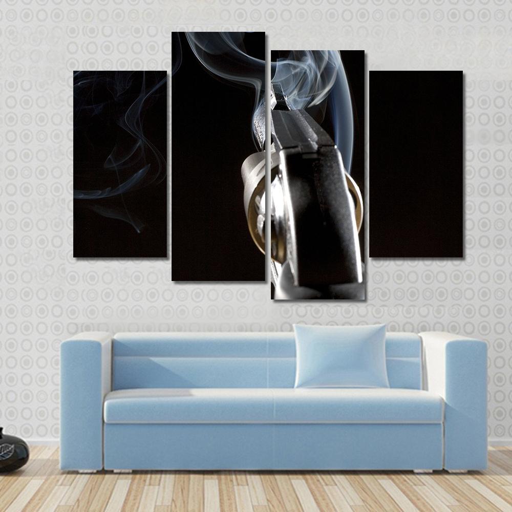 Revolver In Night Canvas Wall Art-4 Pop-Gallery Wrap-50" x 32"-Tiaracle