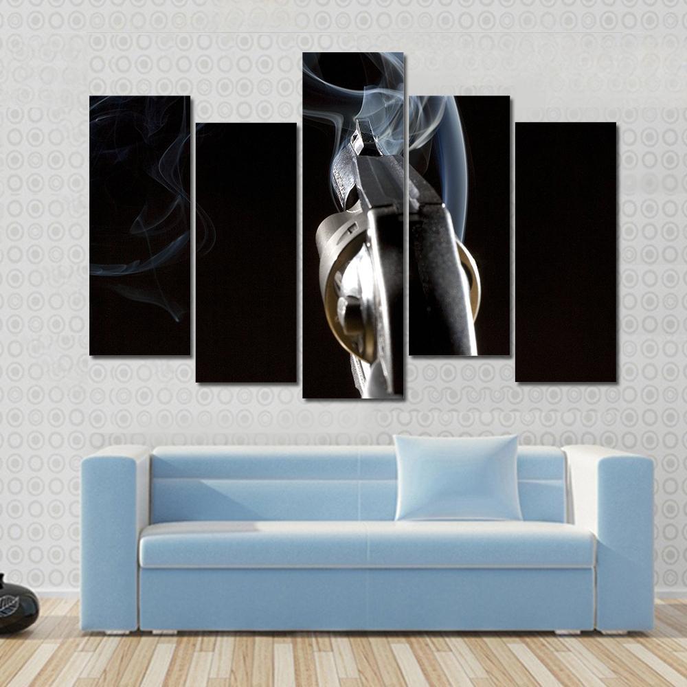 Revolver In Night Canvas Wall Art-5 Pop-Gallery Wrap-47" x 32"-Tiaracle