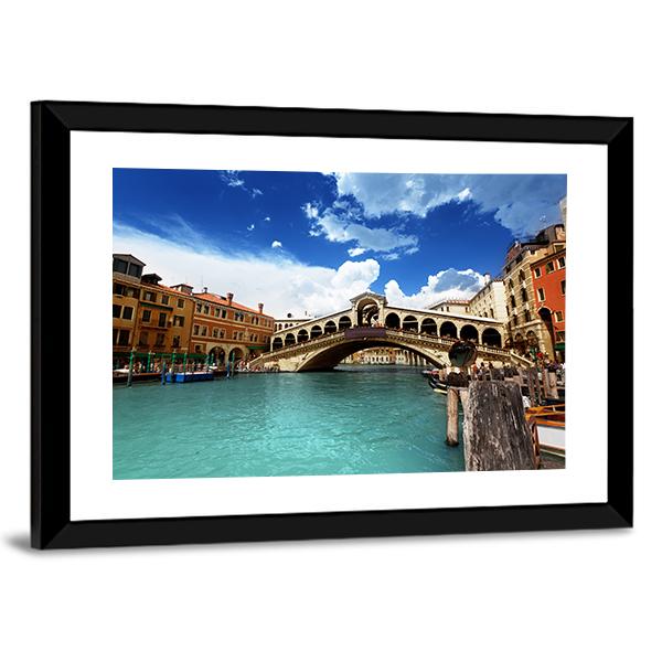 Rialto Bridge In Venice Italy Canvas Wall Art-3 Horizontal-Gallery Wrap-25" x 16"-Tiaracle