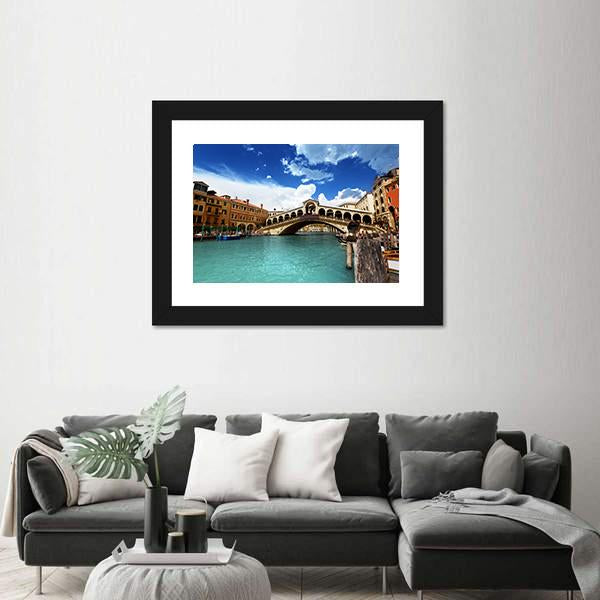 Rialto Bridge In Venice Italy Canvas Wall Art-3 Horizontal-Gallery Wrap-25" x 16"-Tiaracle