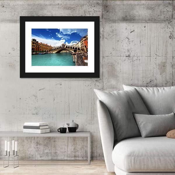 Rialto Bridge In Venice Italy Canvas Wall Art-3 Horizontal-Gallery Wrap-25" x 16"-Tiaracle