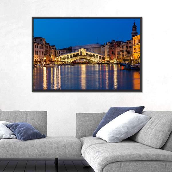 Rialto Bridge Italy Canvas Wall Art-3 Horizontal-Gallery Wrap-25" x 16"-Tiaracle