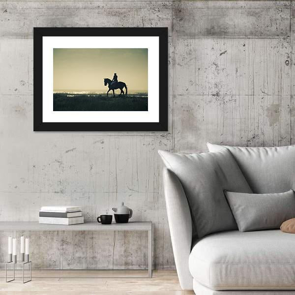 Rider Silhouette On Horseback Canvas Wall Art-3 Horizontal-Gallery Wrap-25" x 16"-Tiaracle