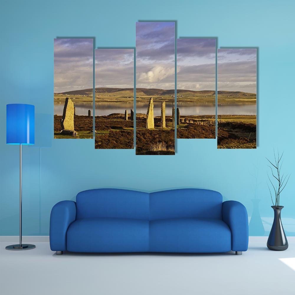 Ring Of Brodgar In Orkney Canvas Wall Art-5 Pop-Gallery Wrap-47" x 32"-Tiaracle