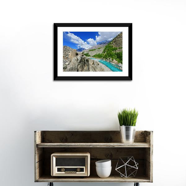 River At Hunza Valley Pakistan Canvas Wall Art-3 Horizontal-Gallery Wrap-25" x 16"-Tiaracle