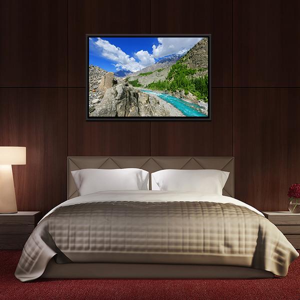 River At Hunza Valley Pakistan Canvas Wall Art-3 Horizontal-Gallery Wrap-25" x 16"-Tiaracle