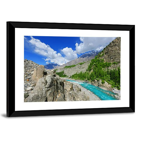 River At Hunza Valley Pakistan Canvas Wall Art-3 Horizontal-Gallery Wrap-25" x 16"-Tiaracle