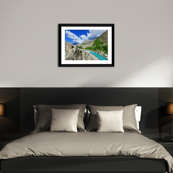 River At Hunza Valley Pakistan Canvas Wall Art-3 Horizontal-Gallery Wrap-25" x 16"-Tiaracle