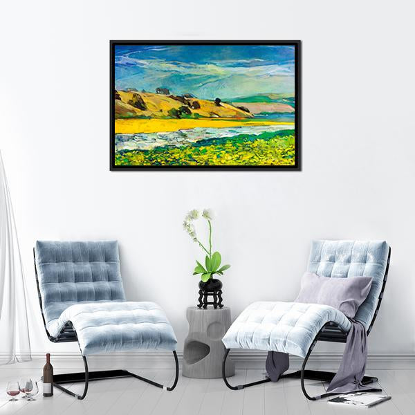 River Coast & Cliffs Canvas Wall Art-1 Piece-Floating Frame-24" x 16"-Tiaracle