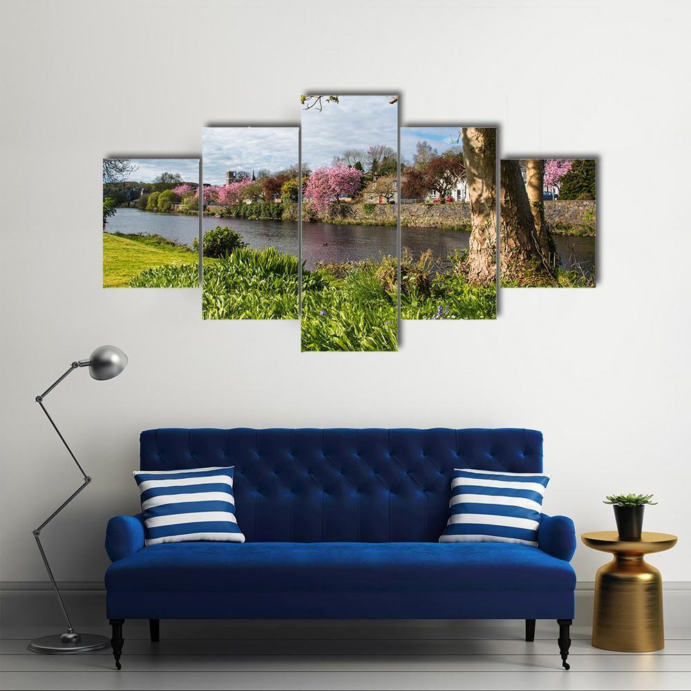 River Cree In Newton Stewart Canvas Wall Art-5 Star-Gallery Wrap-62" x 32"-Tiaracle