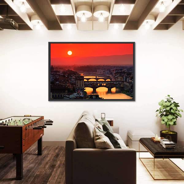 River With Florence Bridge Canvas Wall Art-3 Horizontal-Gallery Wrap-25" x 16"-Tiaracle