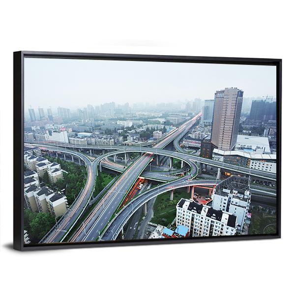 Road Junction At Hangzhou Canvas Wall Art-3 Horizontal-Gallery Wrap-25" x 16"-Tiaracle