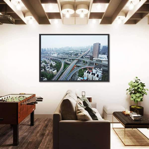 Road Junction At Hangzhou Canvas Wall Art-3 Horizontal-Gallery Wrap-25" x 16"-Tiaracle