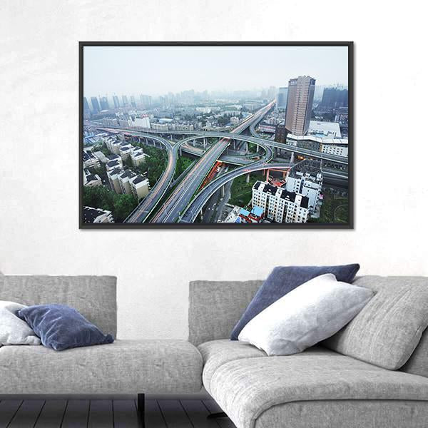 Road Junction At Hangzhou Canvas Wall Art-3 Horizontal-Gallery Wrap-25" x 16"-Tiaracle