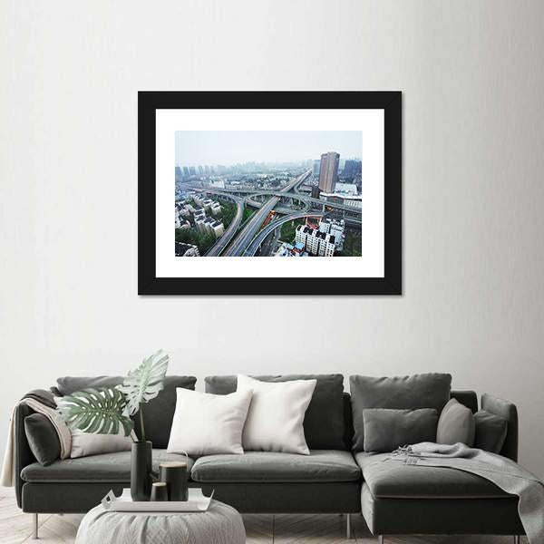 Road Junction At Hangzhou Canvas Wall Art-3 Horizontal-Gallery Wrap-25" x 16"-Tiaracle