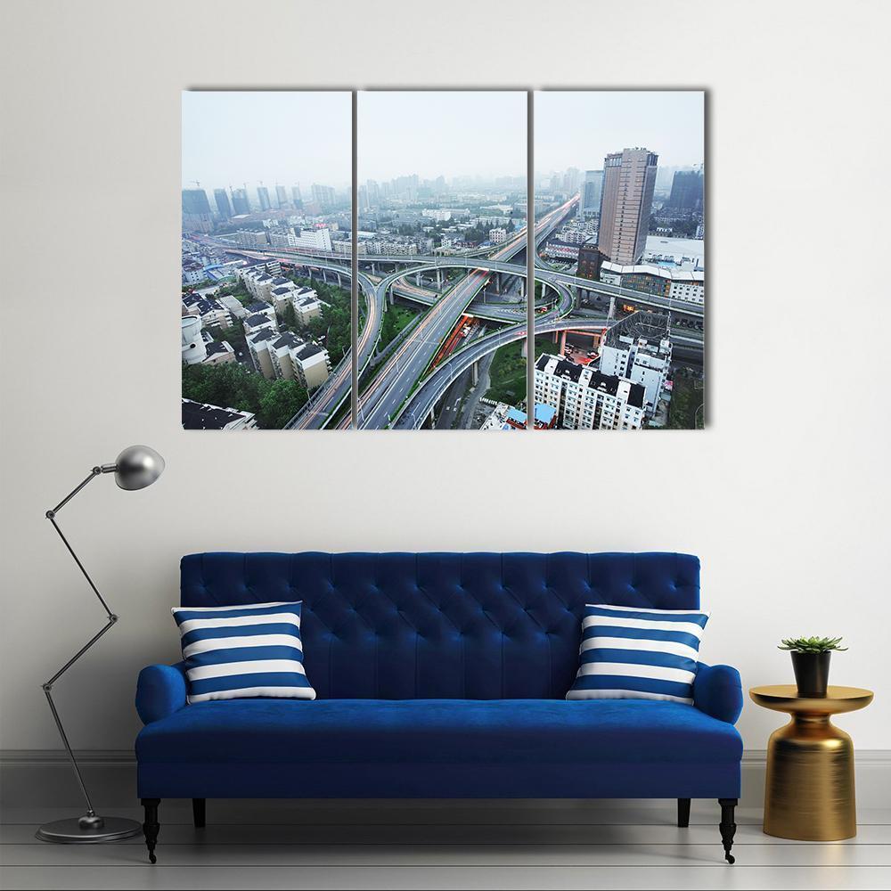 Road Junction At Hangzhou Canvas Wall Art-3 Horizontal-Gallery Wrap-37" x 24"-Tiaracle