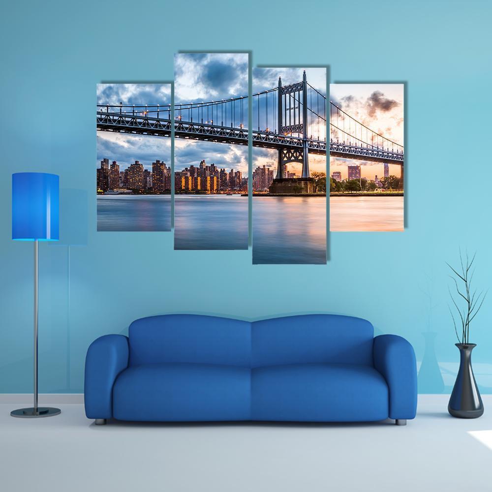 Robert F Kennedy Bridge Canvas Wall Art-4 Pop-Gallery Wrap-50" x 32"-Tiaracle