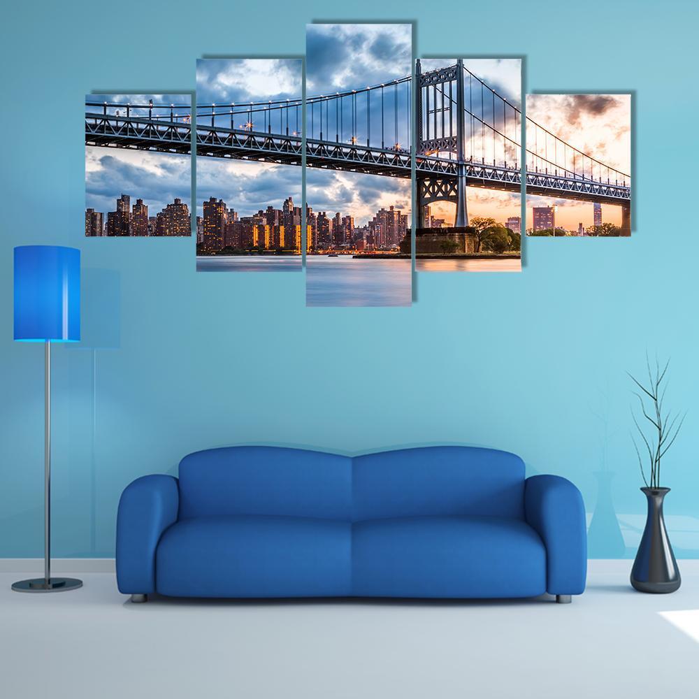 Robert F Kennedy Bridge Canvas Wall Art-5 Star-Gallery Wrap-62" x 32"-Tiaracle