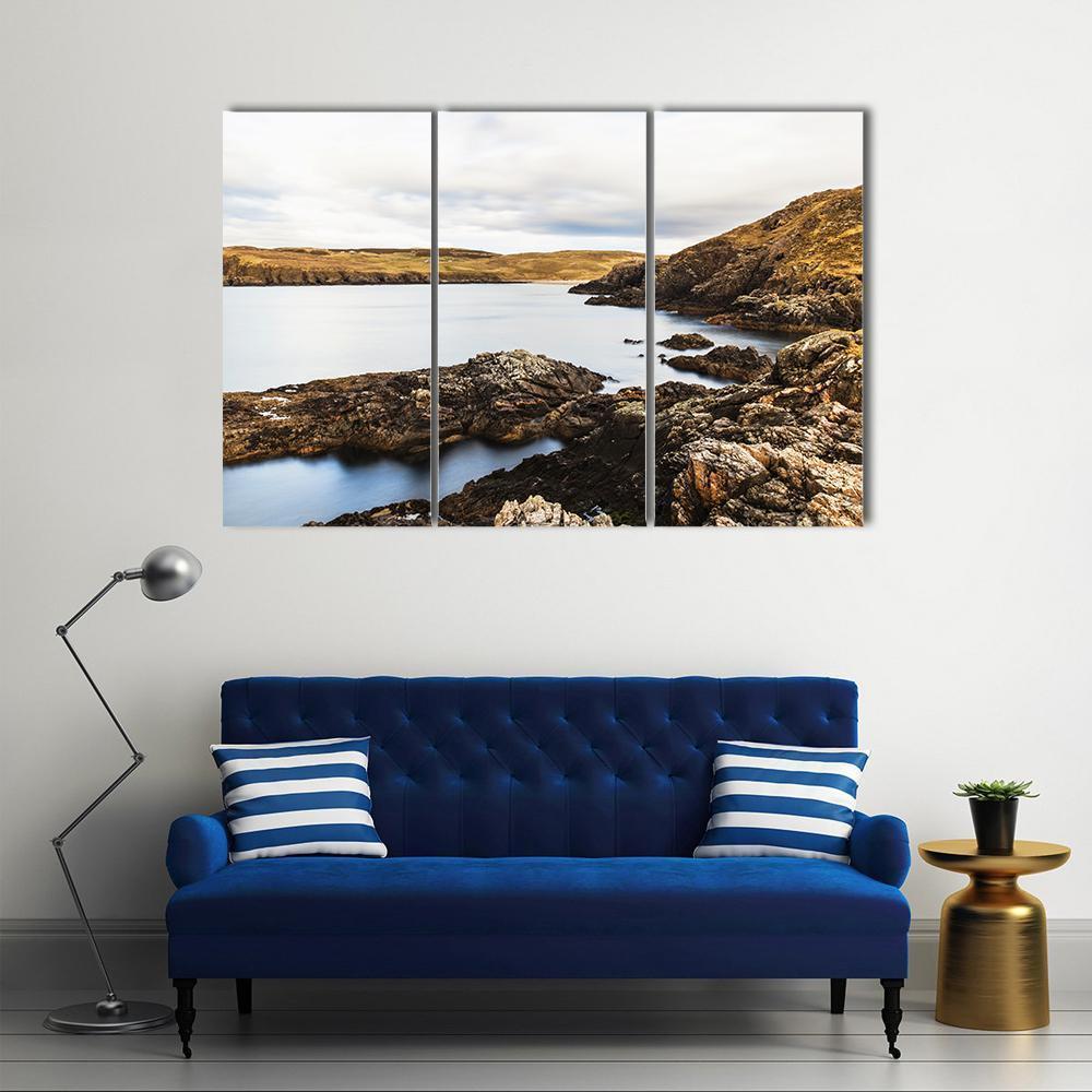 Rocks On Coast At Farr Bay Beach Canvas Wall Art-3 Horizontal-Gallery Wrap-37" x 24"-Tiaracle