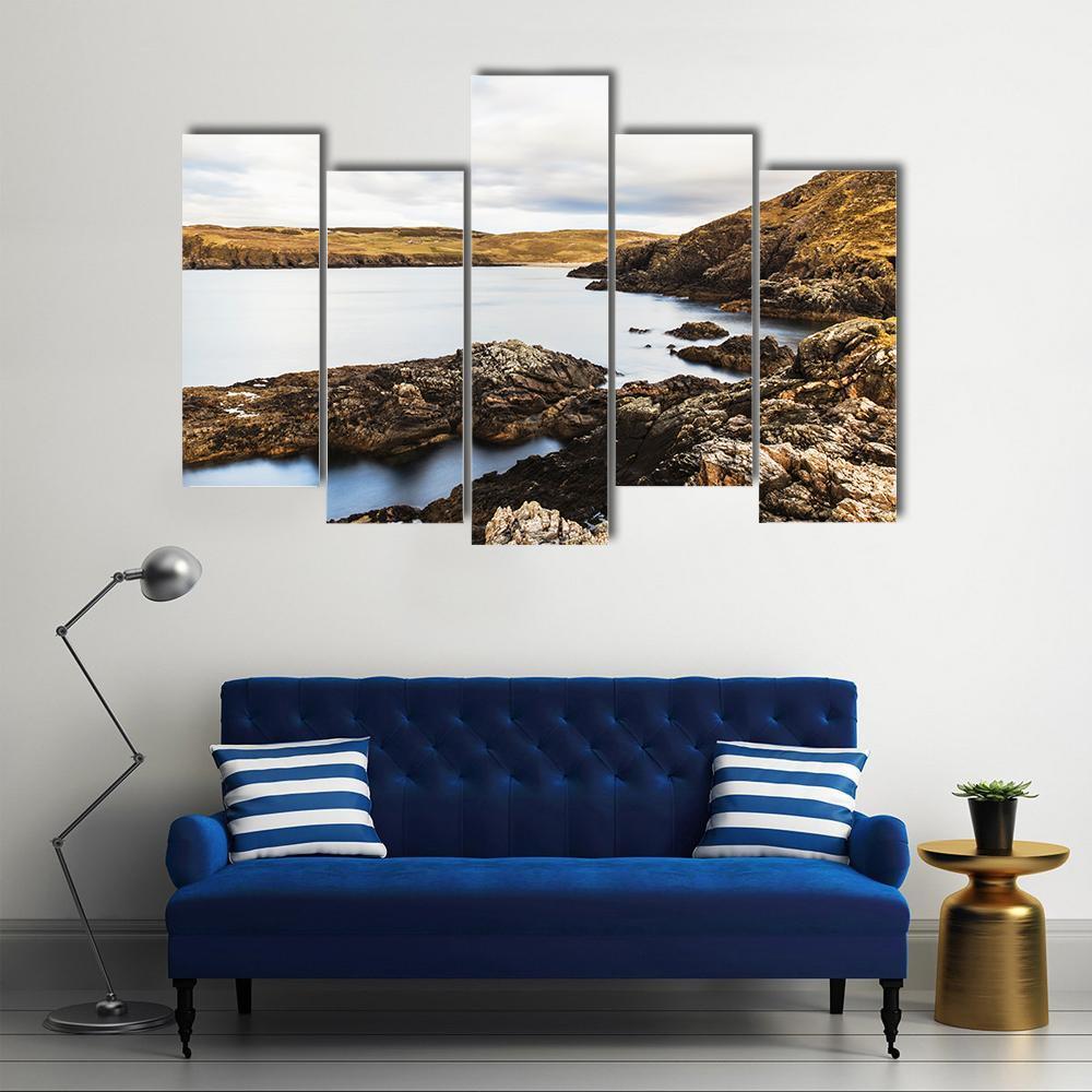 Rocks On Coast At Farr Bay Beach Canvas Wall Art-5 Pop-Gallery Wrap-47" x 32"-Tiaracle