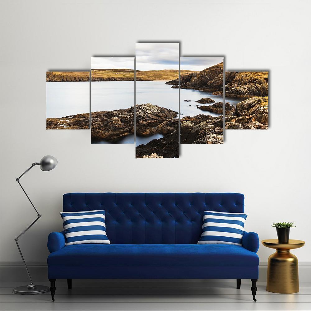 Rocks On Coast At Farr Bay Beach Canvas Wall Art-5 Star-Gallery Wrap-62" x 32"-Tiaracle