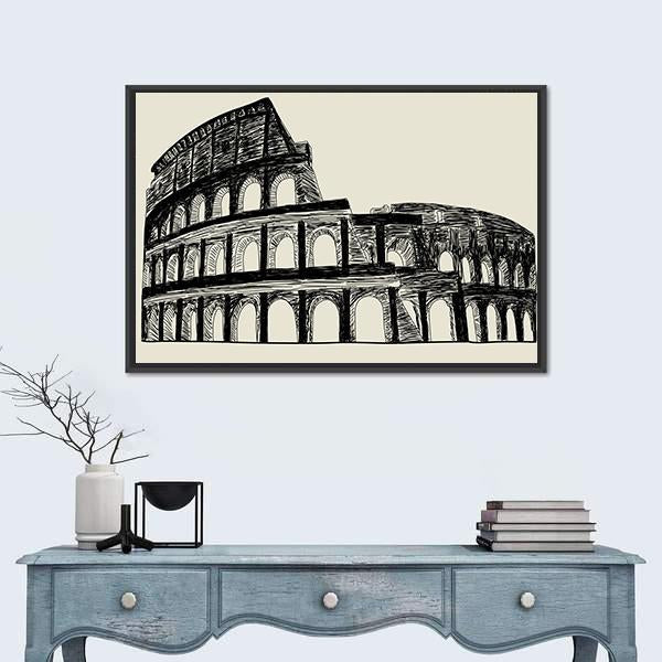 Roman Coliseum Canvas Wall Art-1 Piece-Floating Frame-24" x 16"-Tiaracle